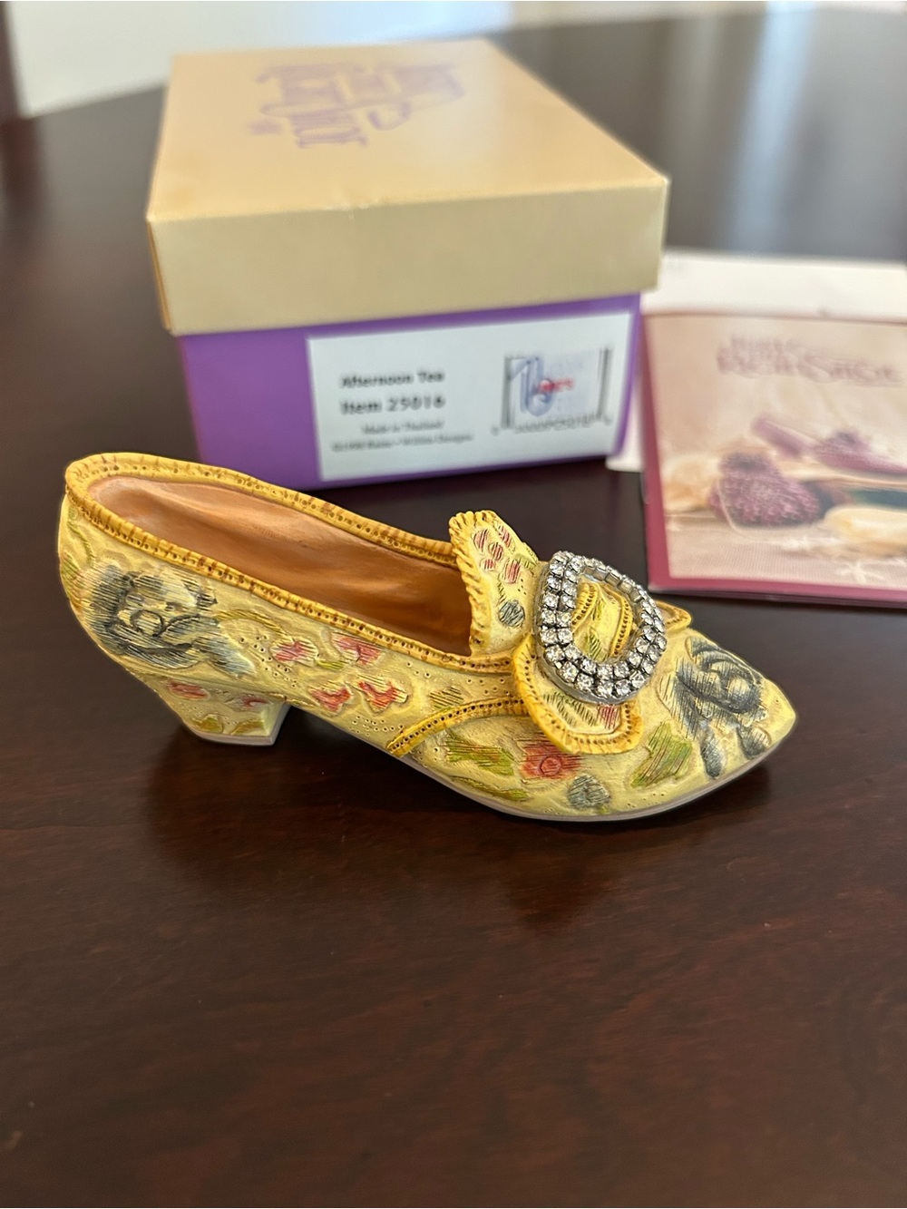 Just the right shoe - Afternoon Tea.  Brocade Women's Heel with Crystal Buckle
